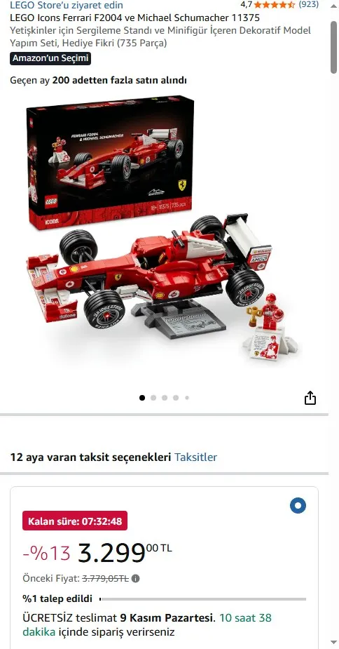 LEGO Icons Ferrari F2004 ve Michael Schumacher 11375