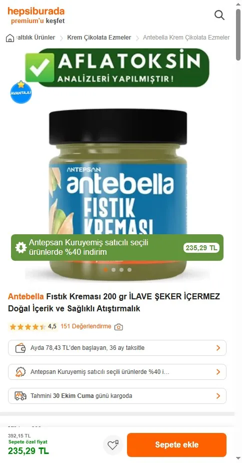 Antebella Fıstık Kreması 200 gr İLAVE ŞEKER İÇERMEZ Doğal İçerik ve Sağlıklı Atıştırmalık