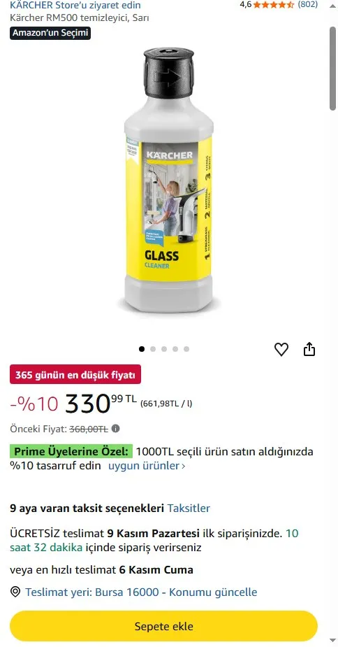 Kärcher RM500 temizleyici, Sarı