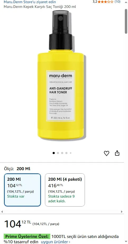 Maru.Derm Kepek Karşıtı Saç Toniği 200 ml