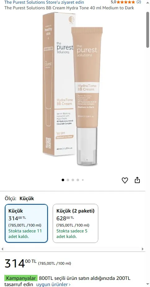 The Purest Solutions BB Cream Hydra Tone 40 ml Medium to Dark