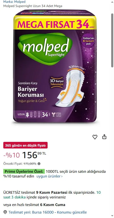 Molped Supernight Uzun 34 Adet Mega