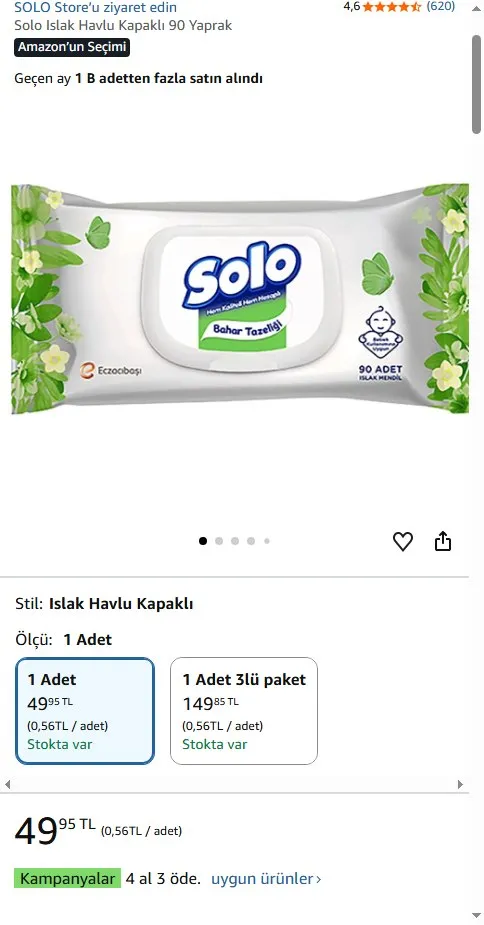 Solo Islak Havlu Kapaklı 90 Yaprak