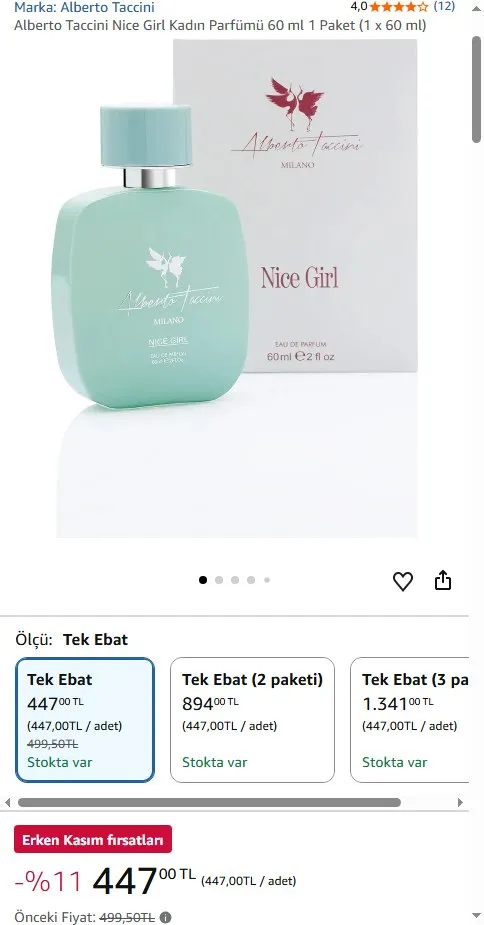Alberto Taccini Nice Girl Kadın Parfümü 60 ml 1 Paket (1 x 60 ml)