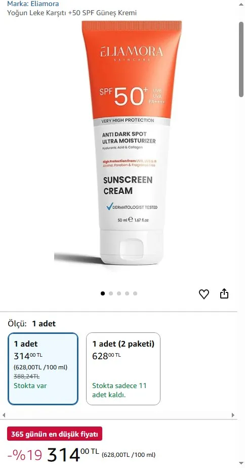 Yoğun Leke Karşıtı +50 SPF Güneş Kremi