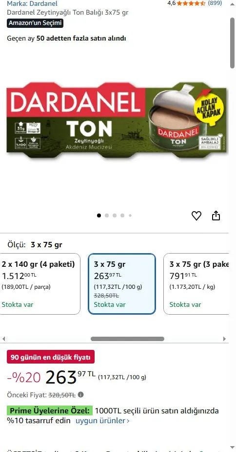 Dardanel Zeytinyağlı Ton Balığı 3x75 gr