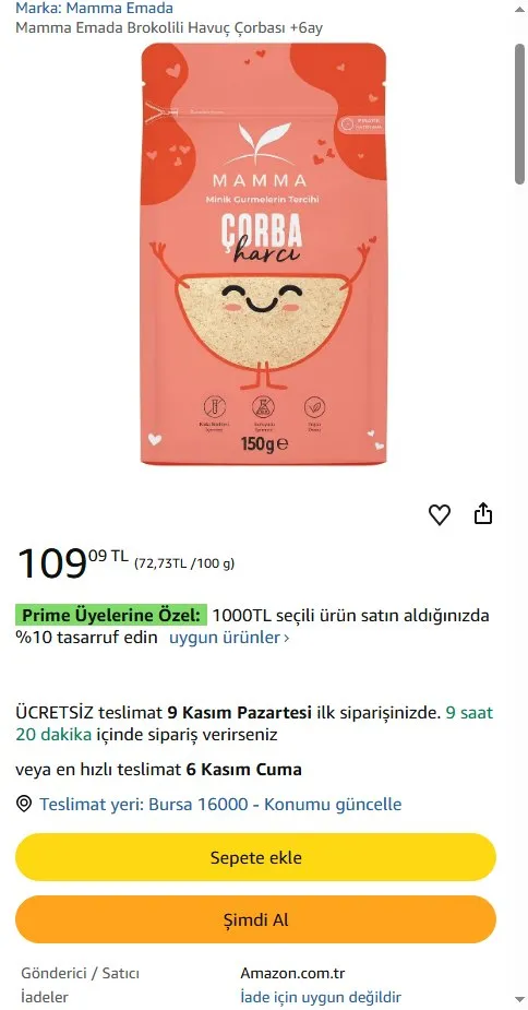 Mamma Emada Brokolili Havuç Çorbası +6ay