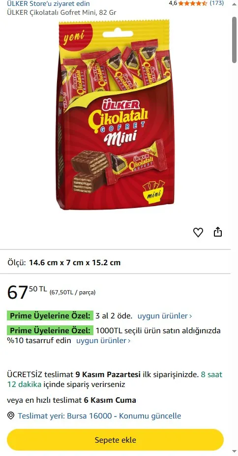 ÜLKER Çikolatalı Gofret Mini, 82 Gr