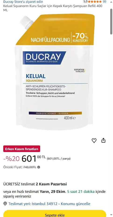 Kelual Squanorm Kuru Saçlar için Kepek Karşıtı Şampuan Refill 400 ML