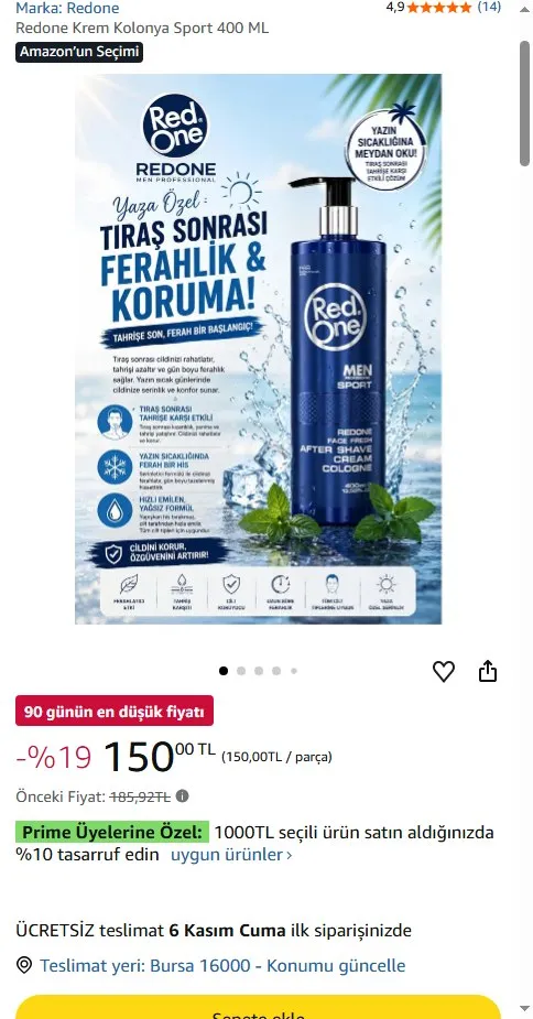 Redone Krem Kolonya Sport 400 ML