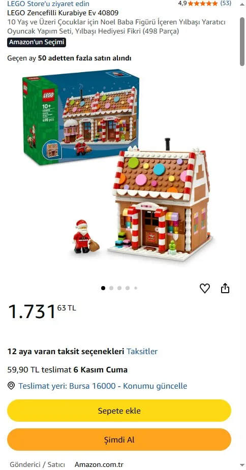LEGO Zencefilli Kurabiye Ev 40809