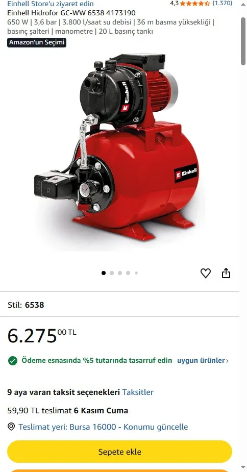 Einhell Hidrofor GC-WW 6538 4173190
