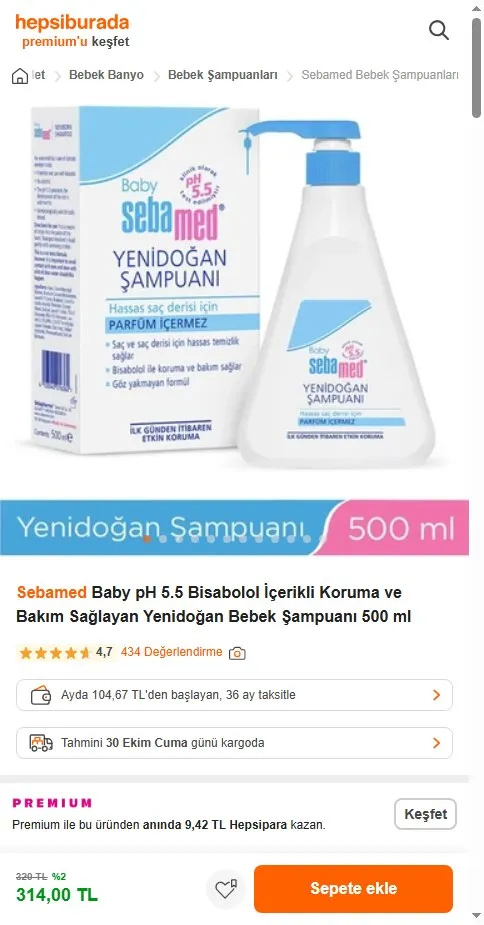 Sebamed Baby pH 5.5 Bisabolol İçerikli Koruma ve Bakım Sağlayan Yenidoğan Bebek Şampuanı 500 ml