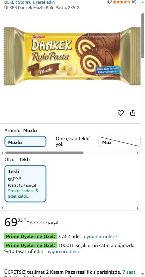 ÜLKER Dankek Muzlu Rulo Pasta, 235 Gr