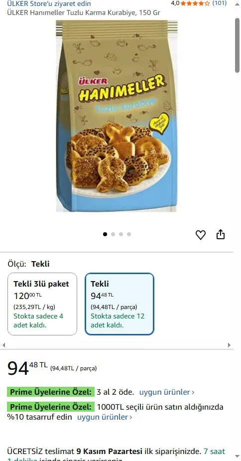 ÜLKER Hanımeller Tuzlu Karma Kurabiye, 150 Gr