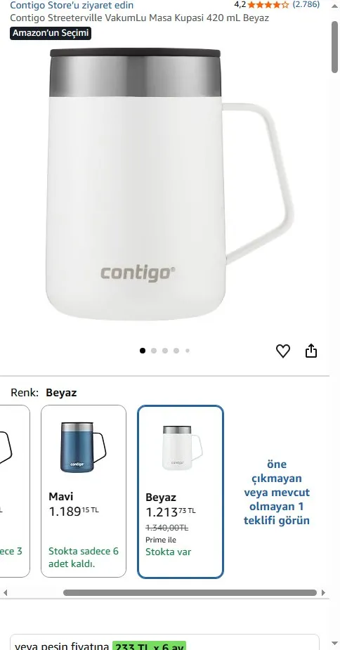 Contigo Streeterville VakumLu Masa Kupasi 420 mL Beyaz
