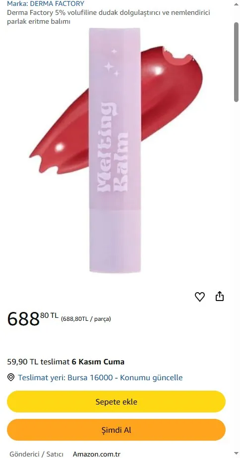 Derma Factory 5% volufiline dudak dolgulaştırıcı ve nemlendirici parlak eritme balımı