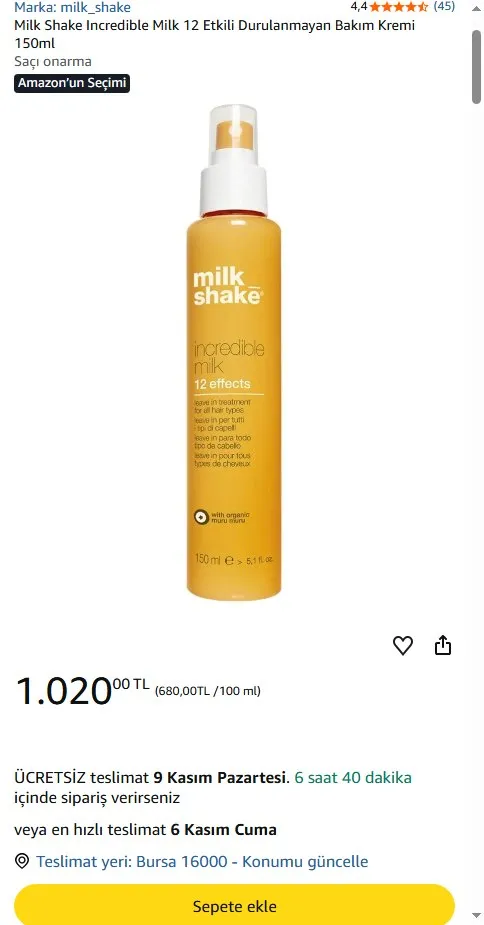 Milk Shake Incredible Milk 12 Etkili Durulanmayan Bakım Kremi 150ml