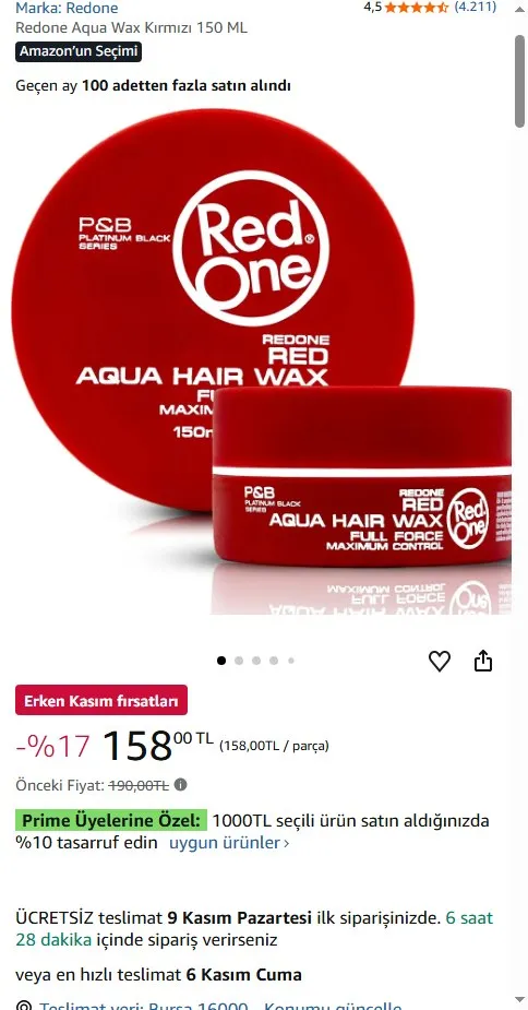 Redone Aqua Wax Kırmızı 150 ML