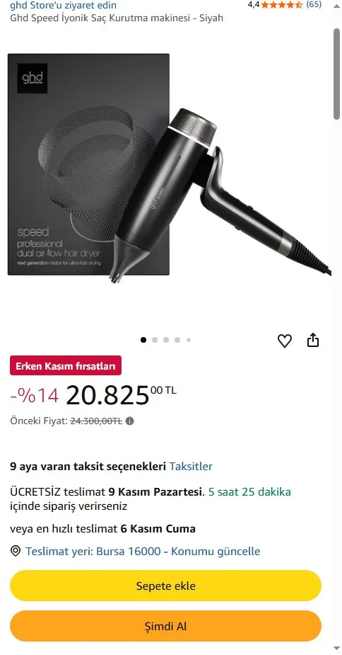 Ghd Speed İyonik Saç Kurutma makinesi - Siyah