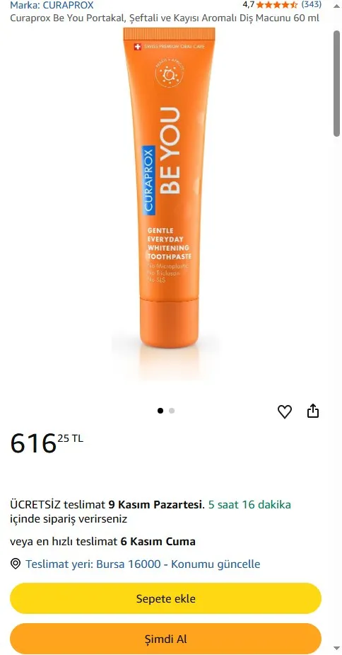 Curaprox Be You Portakal, Şeftali ve Kayısı Aromalı Diş Macunu 60 ml