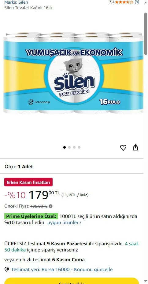 Silen Tuvalet Kağıdı 16'lı