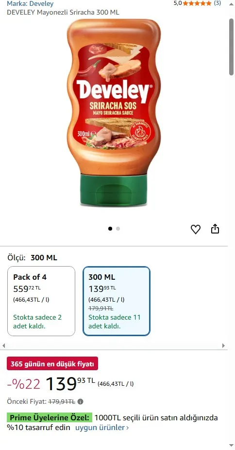 DEVELEY Mayonezli Sriracha 300 ML