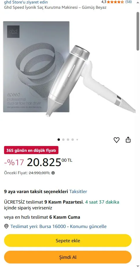 Ghd Speed İyonik Saç Kurutma Makinesi – Gümüş Beyaz