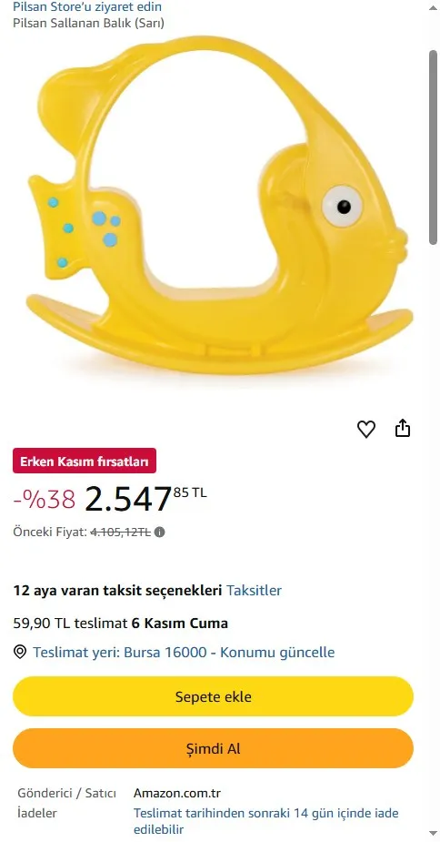 Pilsan Sallanan Balık (Sarı)