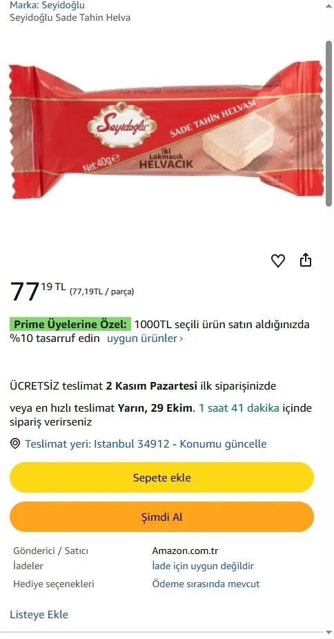 Seyidoğlu Sade Tahin Helva