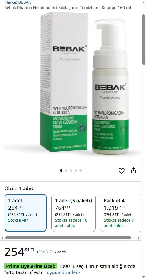 Bebak Pharma Nemlendirici Sıkılaştırıcı Temizleme Köpüğü 160 ml