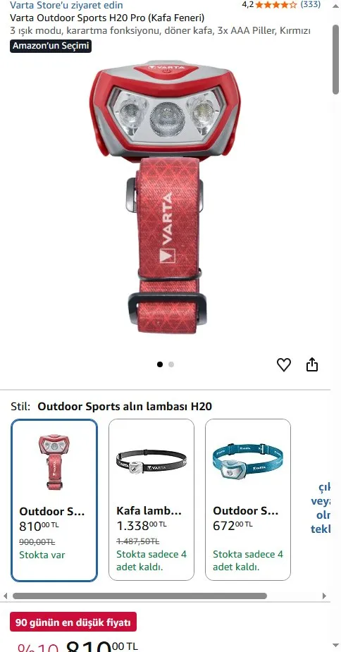 Varta Outdoor Sports H20 Pro (Kafa Feneri)