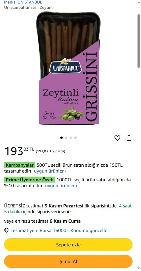 Unistanbul Grissini Zeytinli