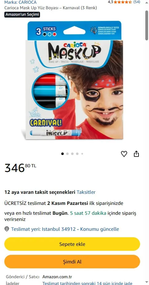 Carioca Mask Up Yüz Boyası – Karnaval (3 Renk)