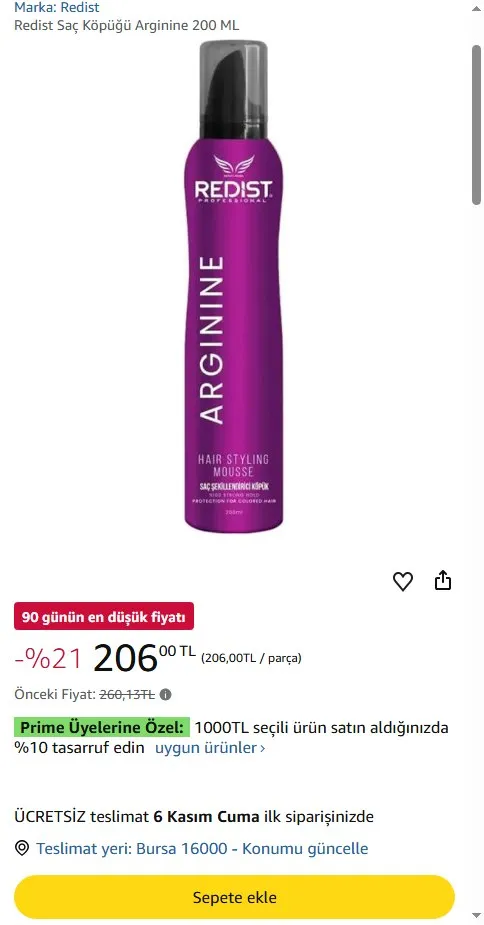Redist Saç Köpüğü Arginine 200 ML