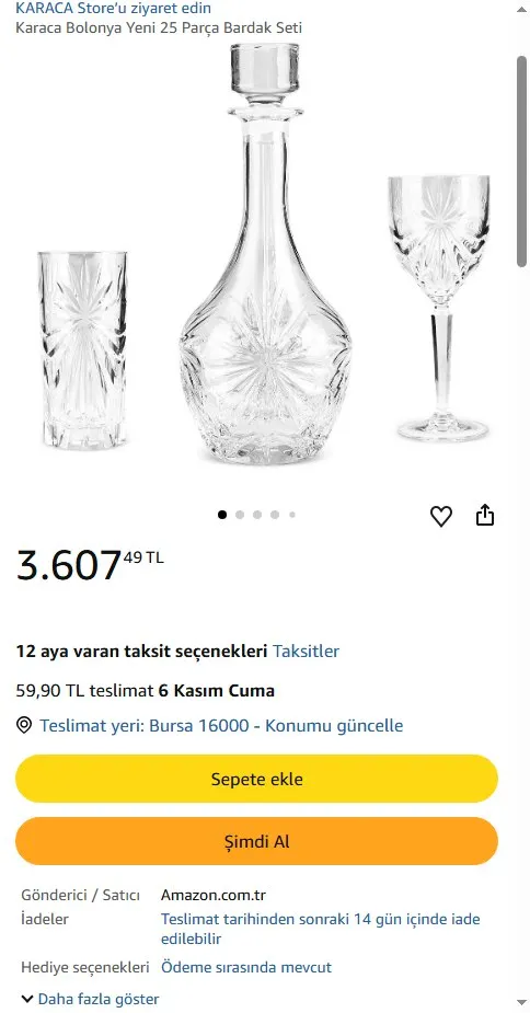 Karaca Bolonya Yeni 25 Parça Bardak Seti