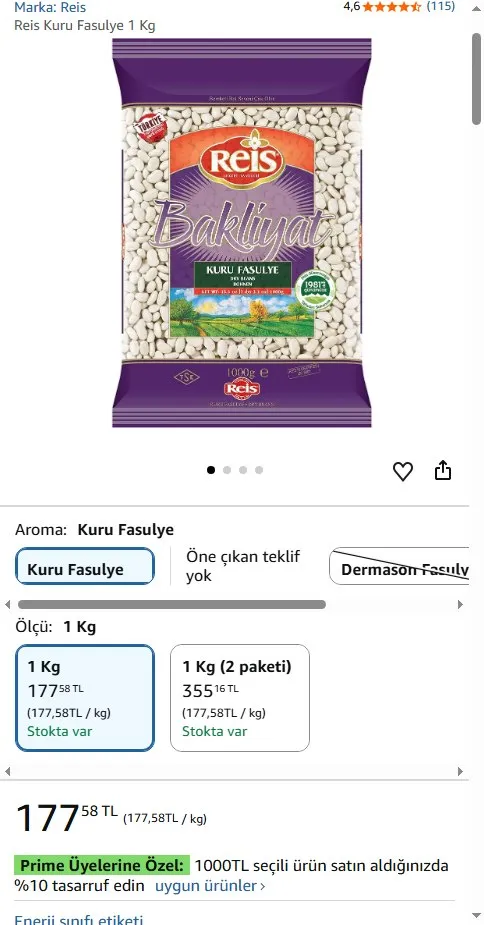 Reis Kuru Fasulye 1 Kg