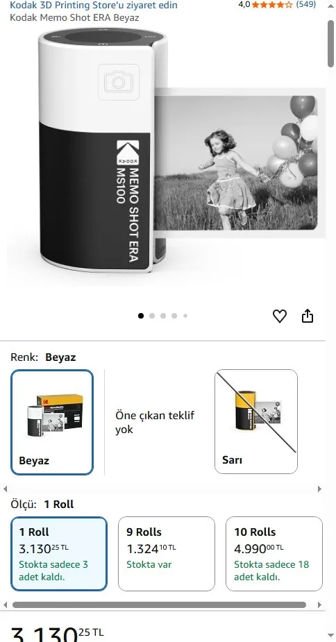 Kodak Memo Shot ERA Beyaz