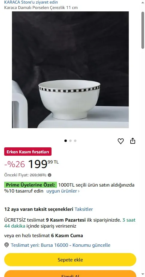 Karaca Damalı Porselen Çerezlik 11 cm