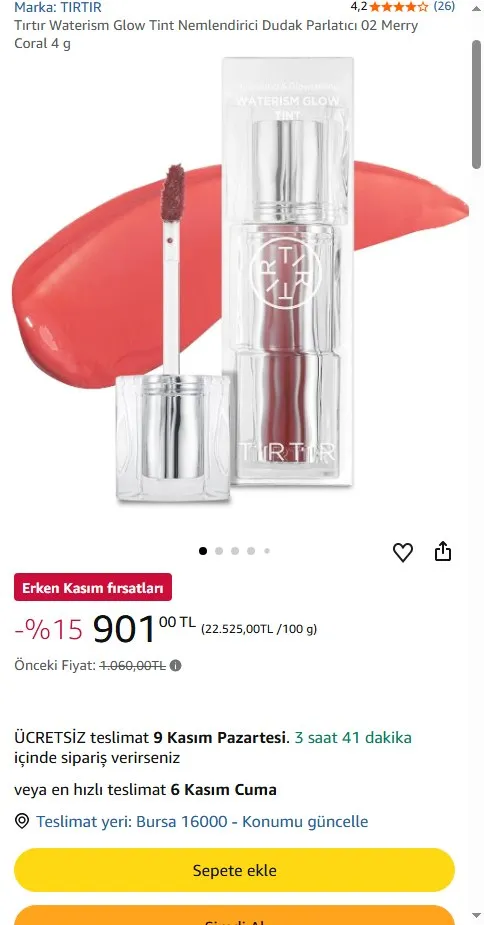 Tırtır Waterism Glow Tint Nemlendirici Dudak Parlatıcı 02 Merry Coral 4 g