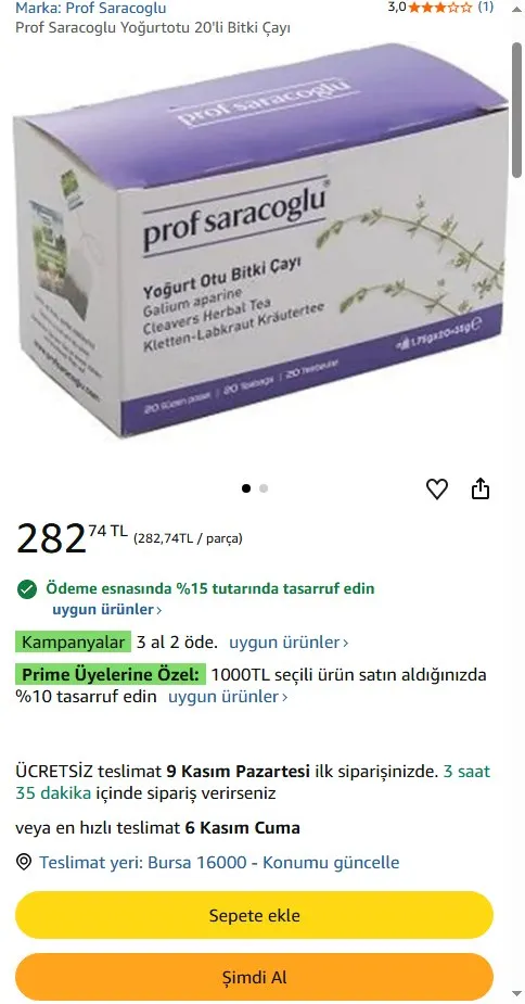 Prof Saracoglu Yoğurtotu 20'li Bitki Çayı