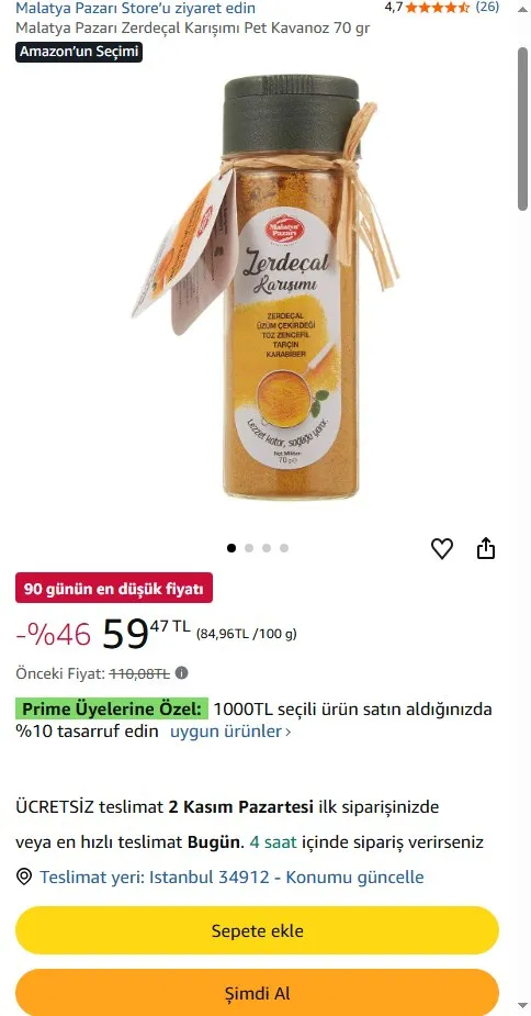Malatya Pazarı Zerdeçal Karışımı Pet Kavanoz 70 gr