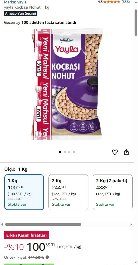 yayla Koçbaşı Nohut 1 kg