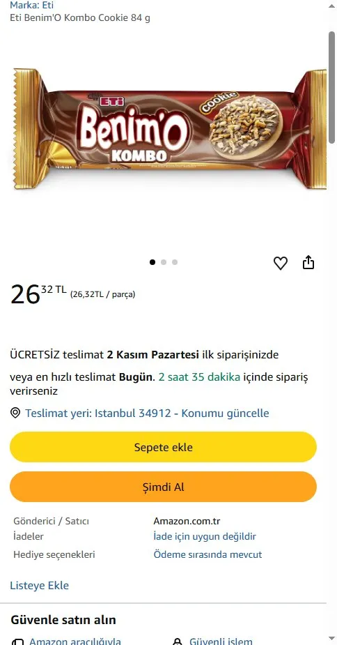 Eti Benim'O Kombo Cookie 84 g