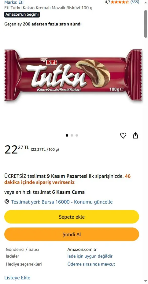Eti Tutku Kakao Kremalı Mozaik Bisküvi 100 g