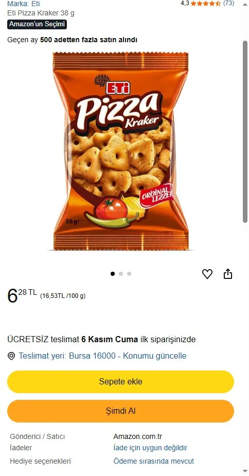 Eti Pizza Kraker 38 g