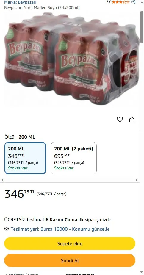 Beypazarı Narlı Maden Suyu (24x200ml)