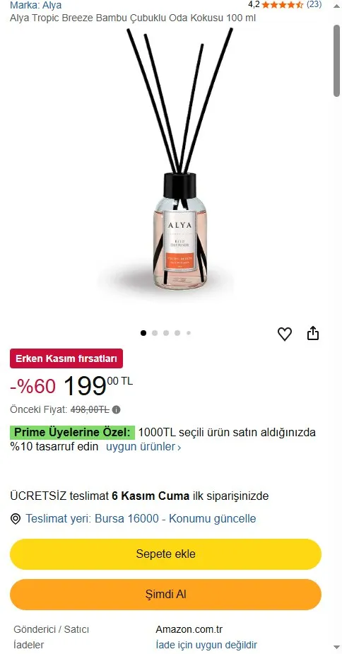 Alya Tropic Breeze Bambu Çubuklu Oda Kokusu 100 ml