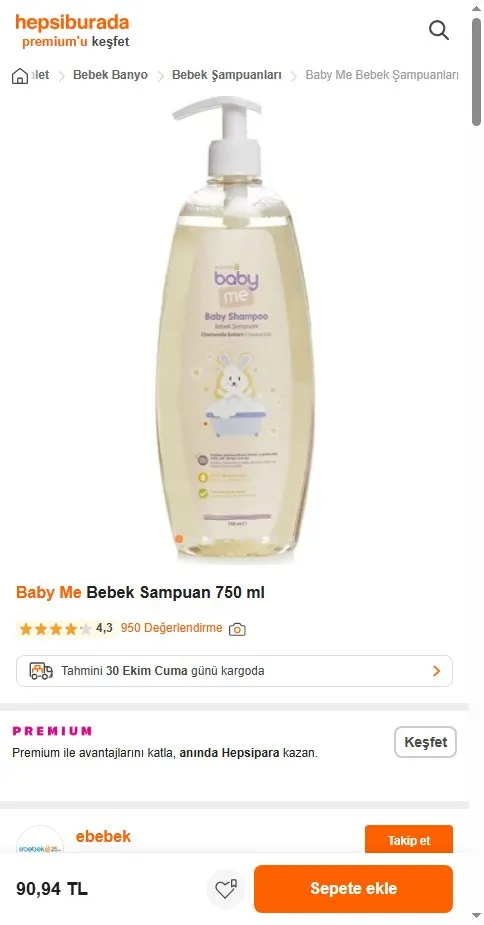 Baby Me Bebek Sampuan 750 ml