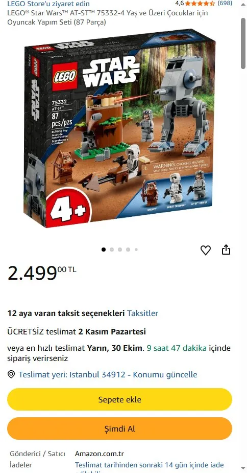 LEGO® Star Wars™ AT-ST™ 75332-4 Yaş ve Üzeri Çocuklar için Oyuncak Yapım Seti (87 Parça)